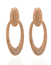 Rose Gold Stardust Large Snakeskin Oval Earrings