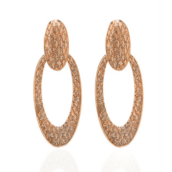 Rose Gold Stardust Large Snakeskin Oval Earrings