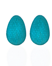 Snakeskin Robin Egg Blue Button Earring