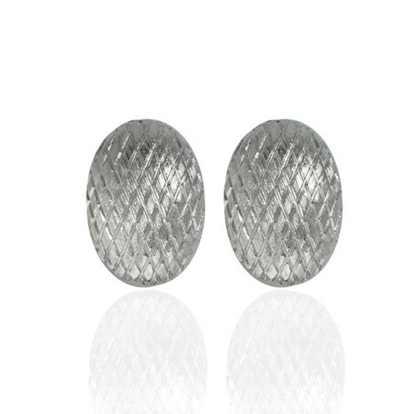Snakeskin Silver Button Earrings