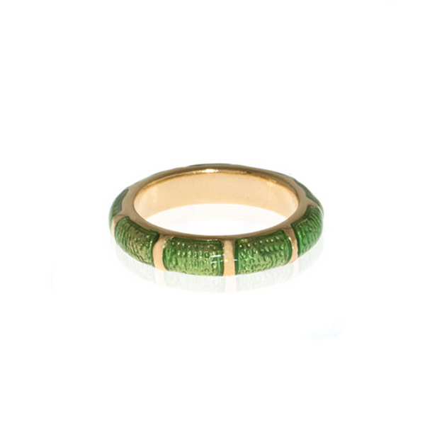 Green Snakeskin Segmented Bamboo Ring