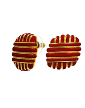 Goldtone Red Enamel Earring