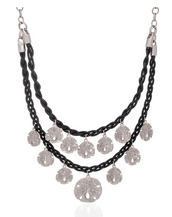 Stardust Silvertone Sand Dollar Necklace with Black cord