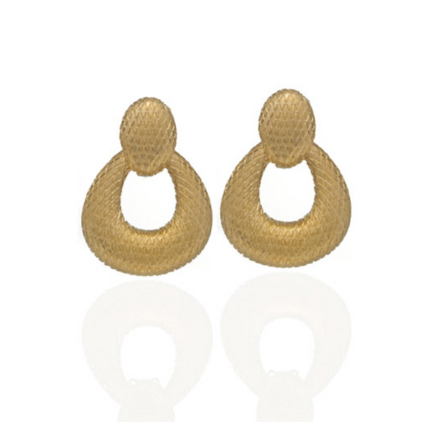 Snakeskin Gold Open Tear Drop Earrings