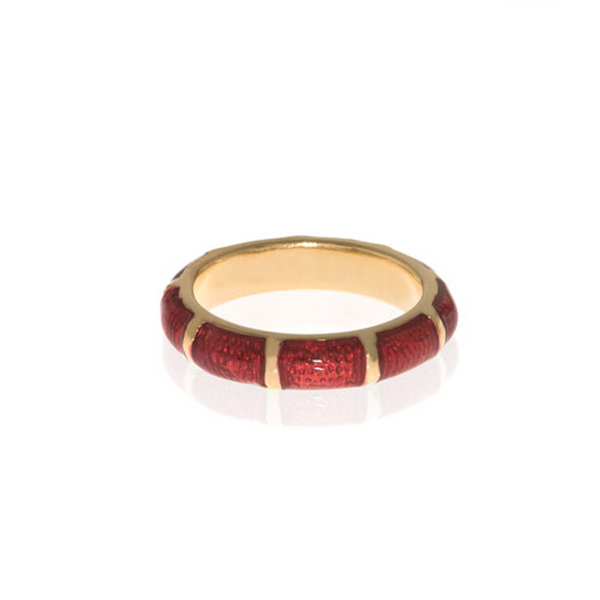Red Snakeskin Segmented Bamboo Ring