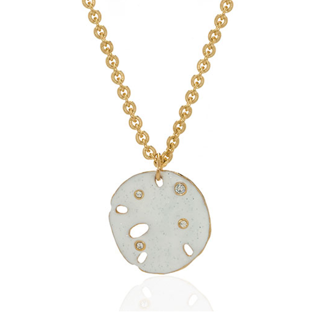Stardust White Goldtone Sand Dollar Small Disc Necklace