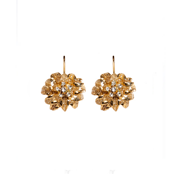 Gold Stardust Flower Euro-Wire Earring