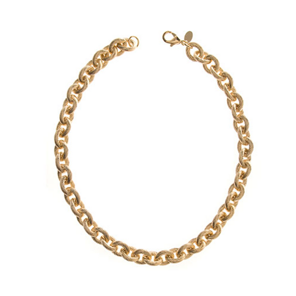 Ribbed Link Gold Tone Necklace