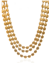 Molten Gold Three-Strand Disc Necklace