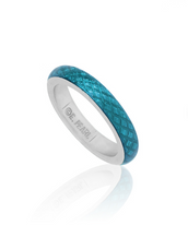 Silvertone Robin Blue Snakeskin Ring
