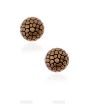 Berry Gold Tone Button Earrings