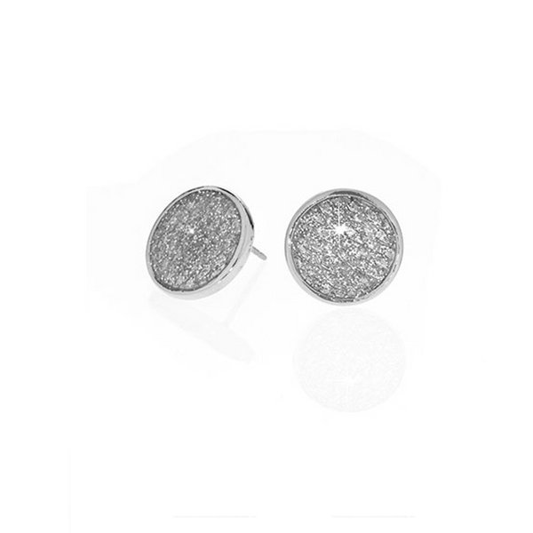 Stardust Silver Snakeskin Button Earrings