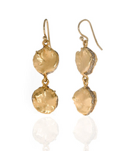 Matte Gold Tone Double Drop Earring on French Wire