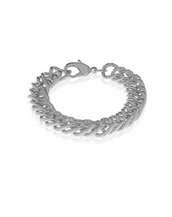 Ridged Curb Link Silvertone Bracelet