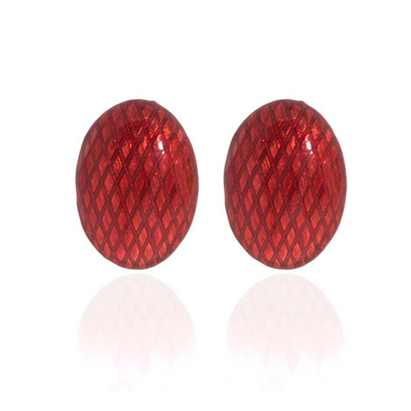 Snakeskin Red Button Earrings