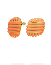 Goldtone Coral Enamel Earring