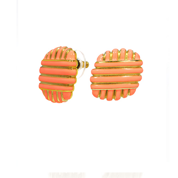 Goldtone Coral Enamel Earring