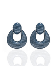 Snakeskin Blue Open Tear Drop Earrings