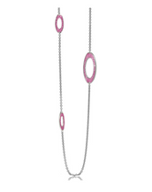 Magenta Silvertone Stardust Snakeskin Oval Chain Necklace