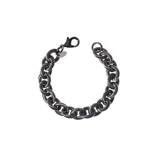 Ribbed Link  Hematite Bracelet