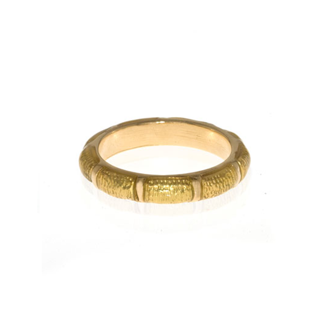 Goldtone Snakeskin Segmented Bamboo Ring