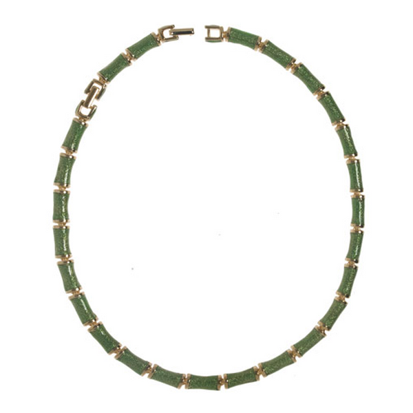 Green Snakeskin Segmented Bamboo Necklace