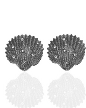 Stardust Seashell Crystal Button Earrings