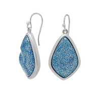 Matte Silvertone and blue Celestial Stone Earring