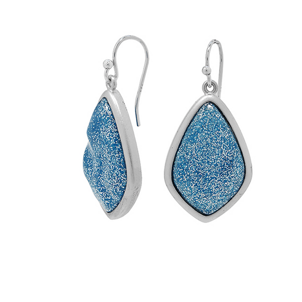 Matte Silvertone and blue Celestial Stone Earring