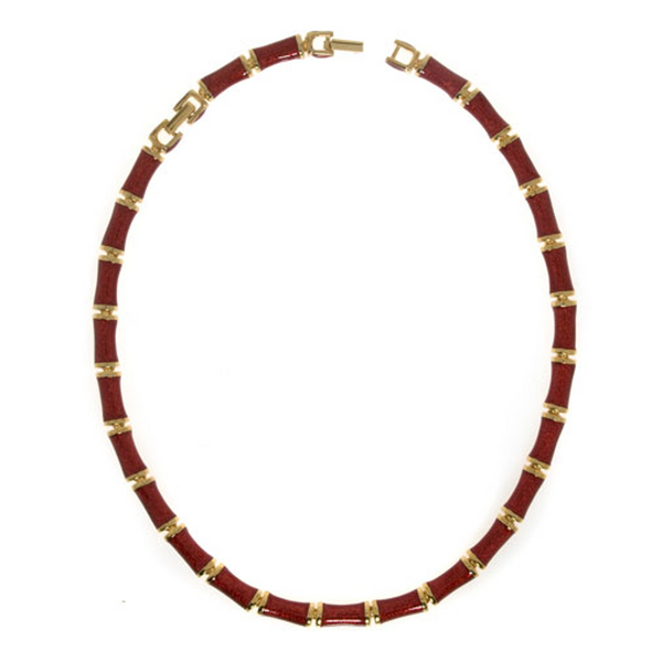 Red Snakeskin Segmented Bamboo Necklace