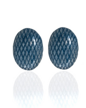 Snakeskin Blue Button Earrings