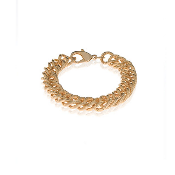 Ridged Curb Link Goldtone Bracelet