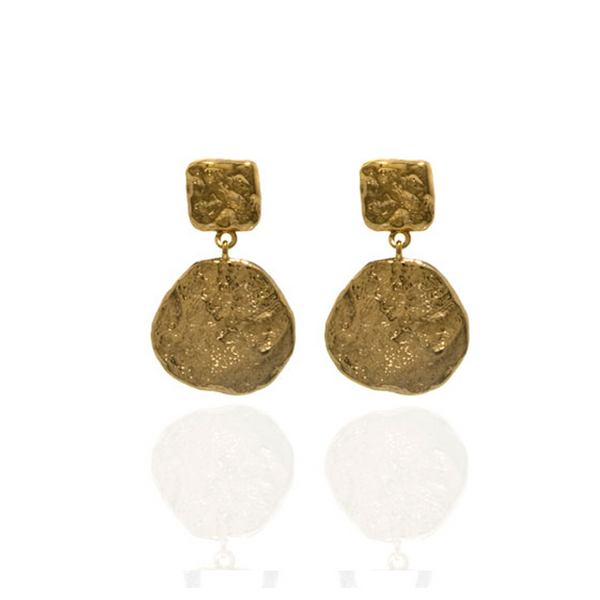 Molten Gold Round Small Drop Earrings