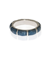 Blue Snakeskin Segmented Bamboo Ring