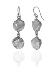 Matte Silver Tone Double Drop Earring on French Wire