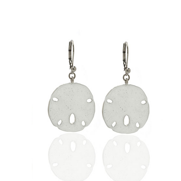 Stardust White Large Sand Dollar Earrings