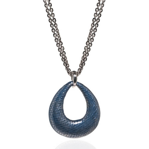 SnakeSkin Blue Open Tear Pendant Necklace