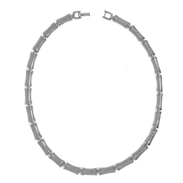 Silvertone Snakeskin Segmented Bamboo Necklace