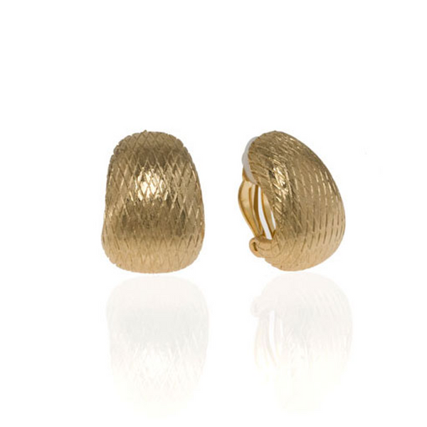 Snakeskin Goldtone Button Earring