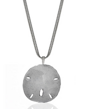 Stardust White Enamel Sand Dollar On Double Chain Necklace