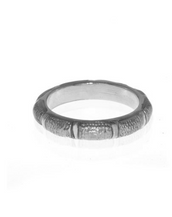 Silvertone Snakeskin Segmented Bamboo Ring