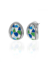 Silvertone Multi Color Blue green Earrings