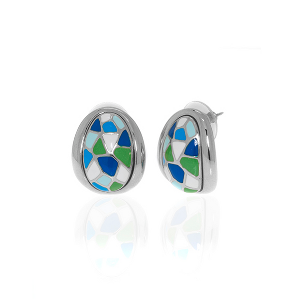 Silvertone Multi Color Blue green Earrings