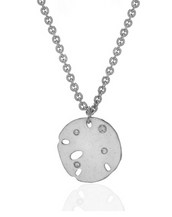 Stardust White Silvertone Sand Dollar Small Disc Necklace