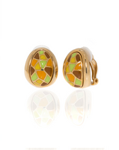 Goldtone Multi Color Yellow Green Earrings
