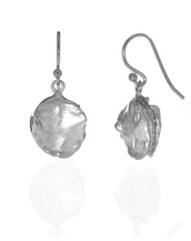Matte Silver Tone Round Drop Earring on French Wire