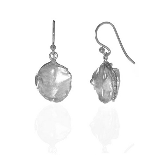 Matte Silver Tone Round Drop Earring on French Wire