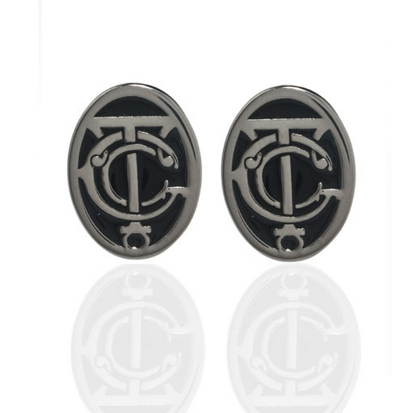 Grand Central Black and Silvertone Post Earrings