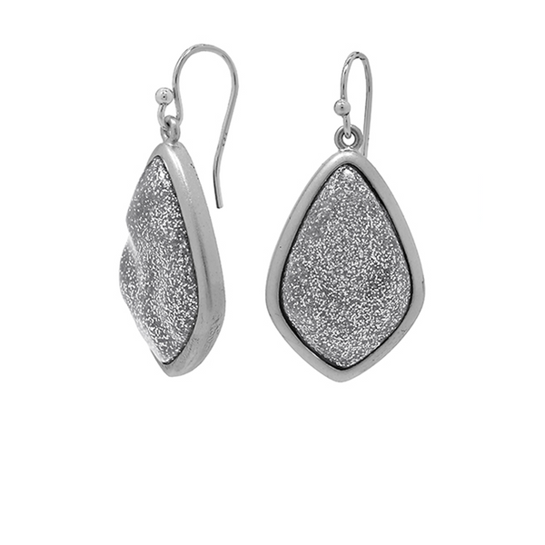 Matte Silver Celestial Stone Earrings