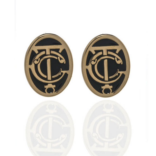 Grand Central Black and Goldtone Post Earrings
